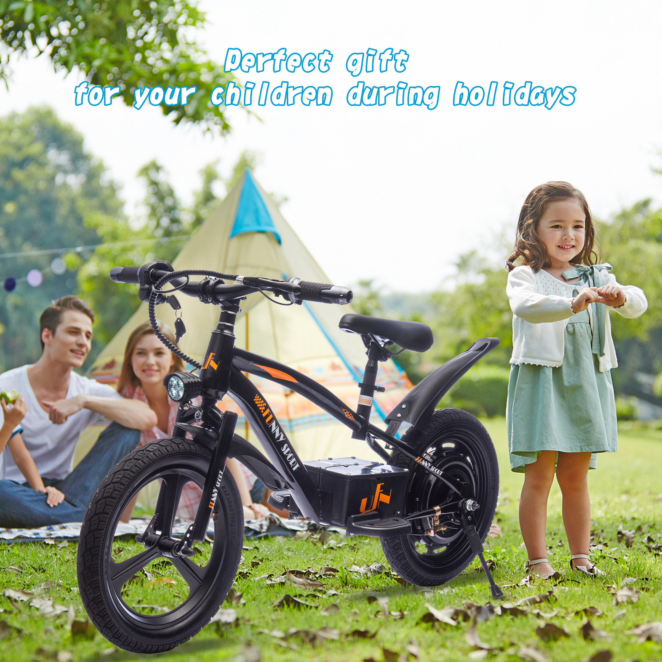 QEEKA 24V Kids Electric Dirt Bike,Ride on Mini Bike,300W Super Power Motor,Up to 12.43 MPH,16" Wheels,Adjustable Seat Height,Bright Headlight,Hand-Operated Brakes for Ages 5-12
