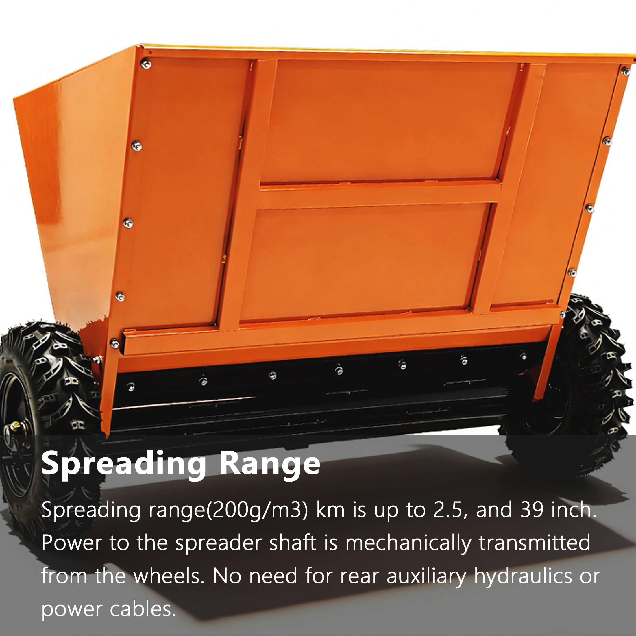 QEEKA 71Gal Towable Sand & Gravel Spreader for ATV/UTV - 270L Capacity with Adjustable Thickness for Road Maintenance