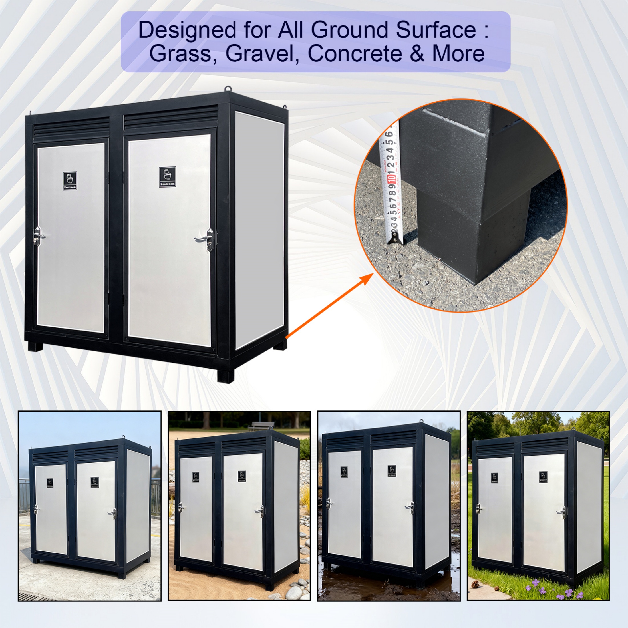 CTOSPOATO 2-Person Portable Toilet Cabin - Outdoor Restroom w/ Light, Sink & Vent Fan, Mobile for Events