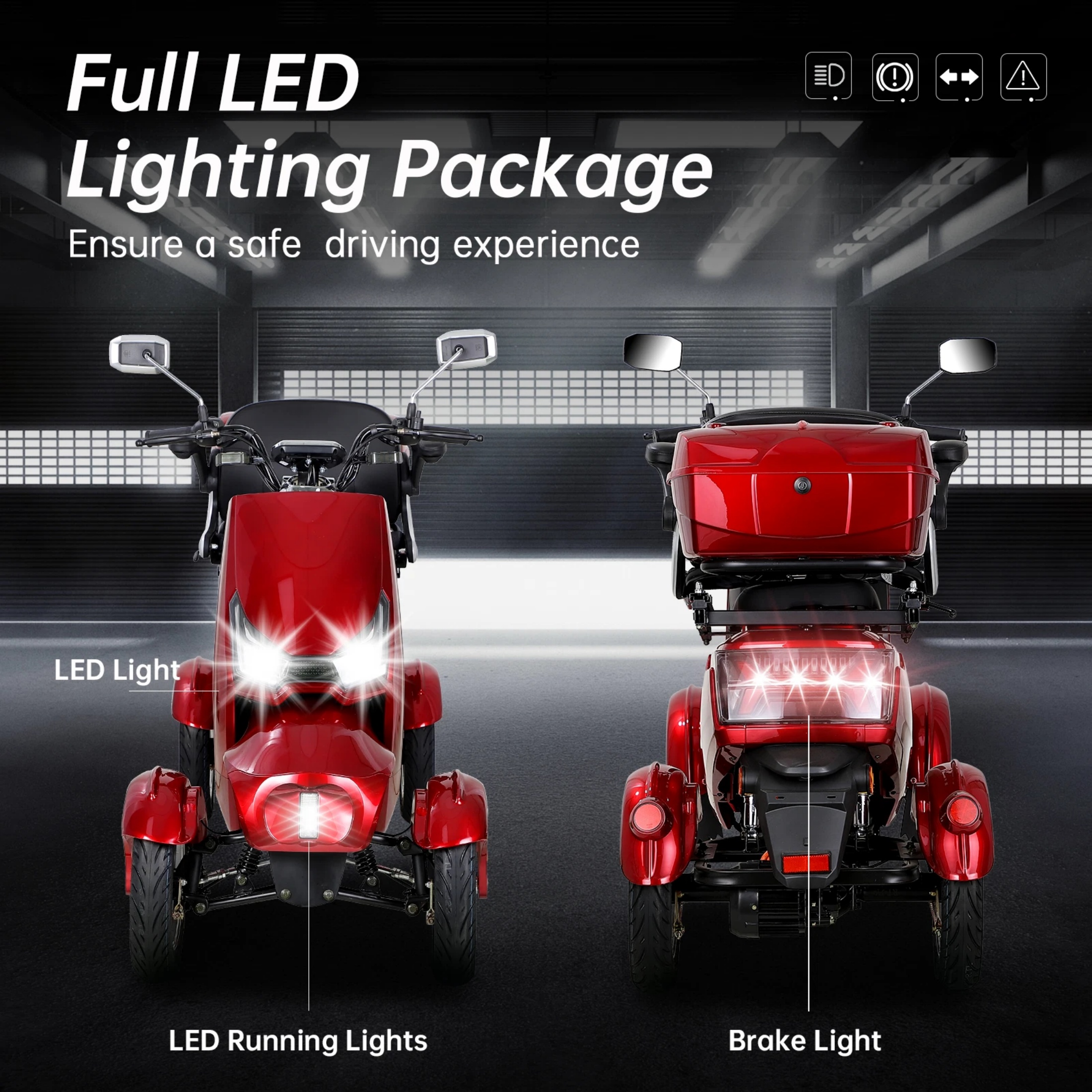 QEEKA Heavy-Duty 4 Wheel,500 Lbs Capacity,3 Speed Control with 35-40 mile Long Range Battery for Seniors & Adults Travel,20°Max Climbing,Remote Key