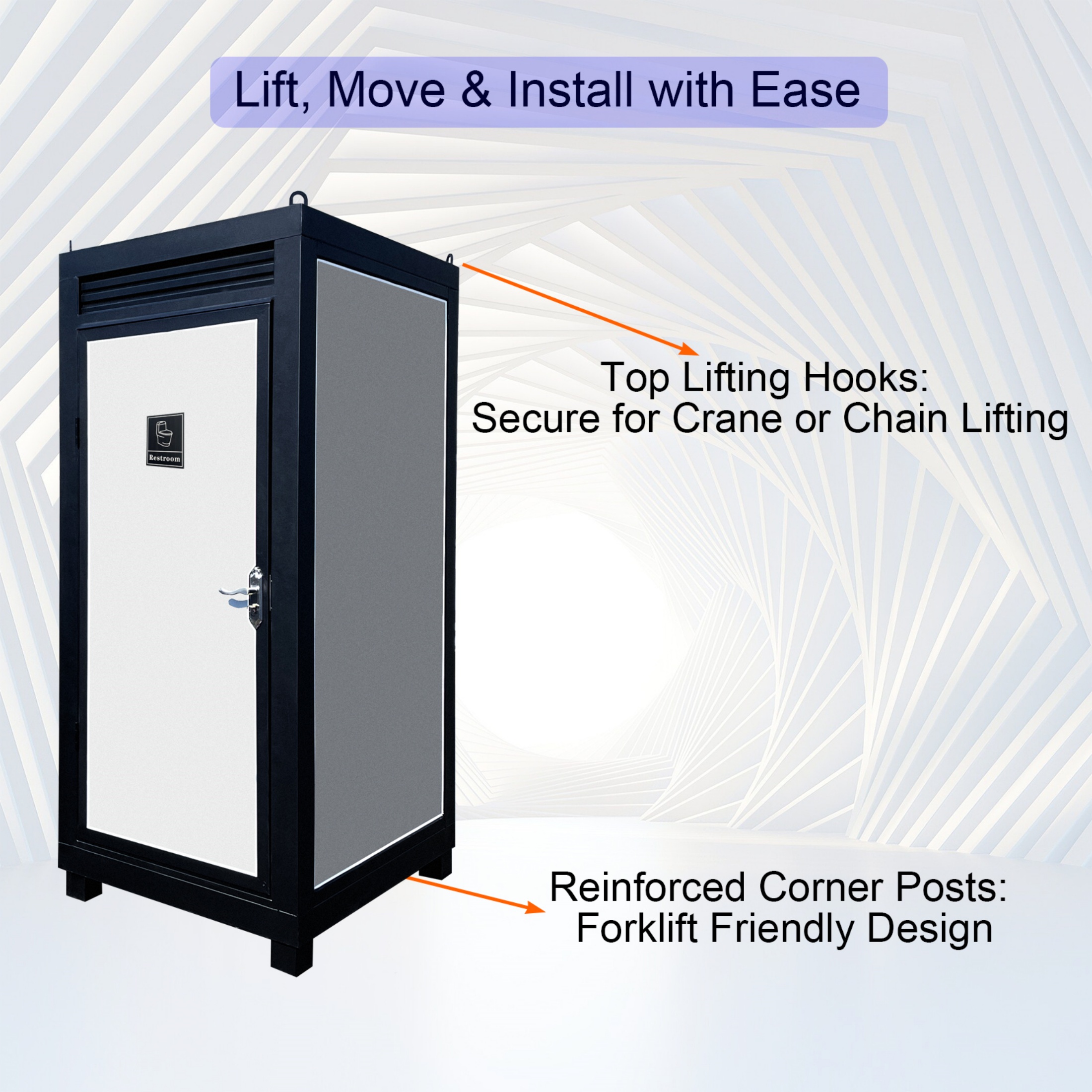 CTOSPOATO Person Portable Toilet Cabin – Outdoor Restroom with Light, Sink & Vent Fan,Mobile Restroom for Concerts, Conventions, Construction, Sporting Events
