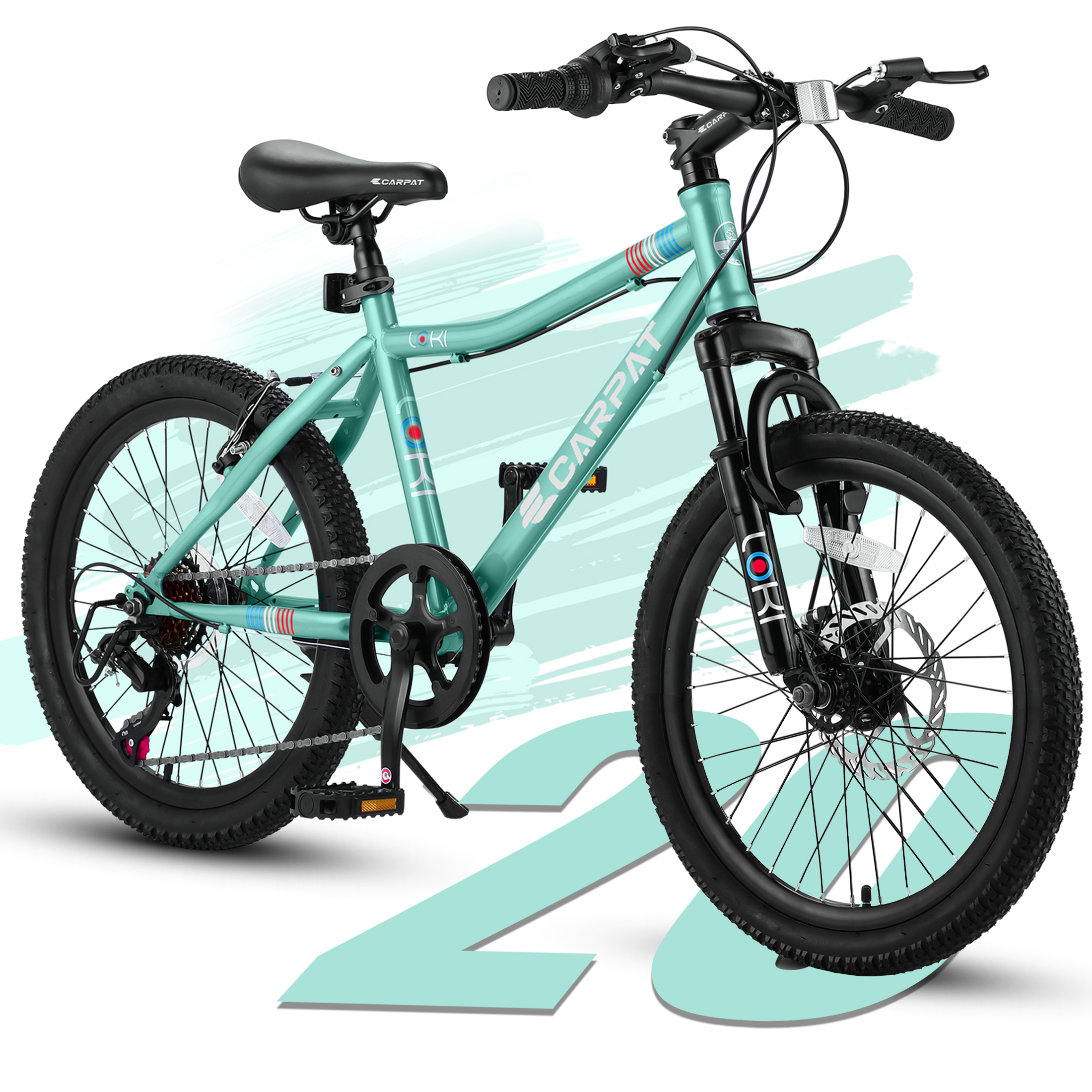 QEEKA 20 Inch Kids' Bike,Boys Girls Mountain Bike Ages 6-12,7 Speed Teenager Children Kids' Bicycles,Front Suspension Disc Brake Rear V-Brake,High Steel Frame