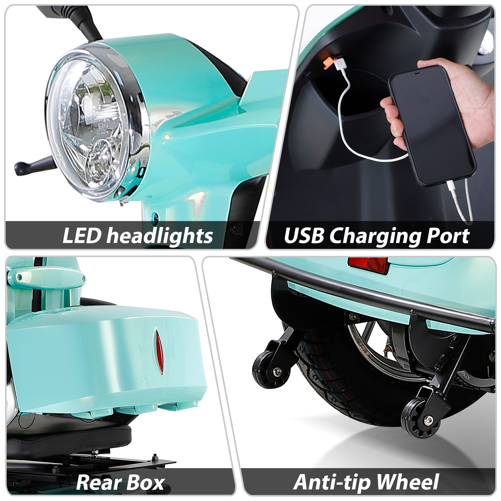 QEEKA Heavy-Duty 4-Wheel Mobility Scooter, 500 lb Limit, Green