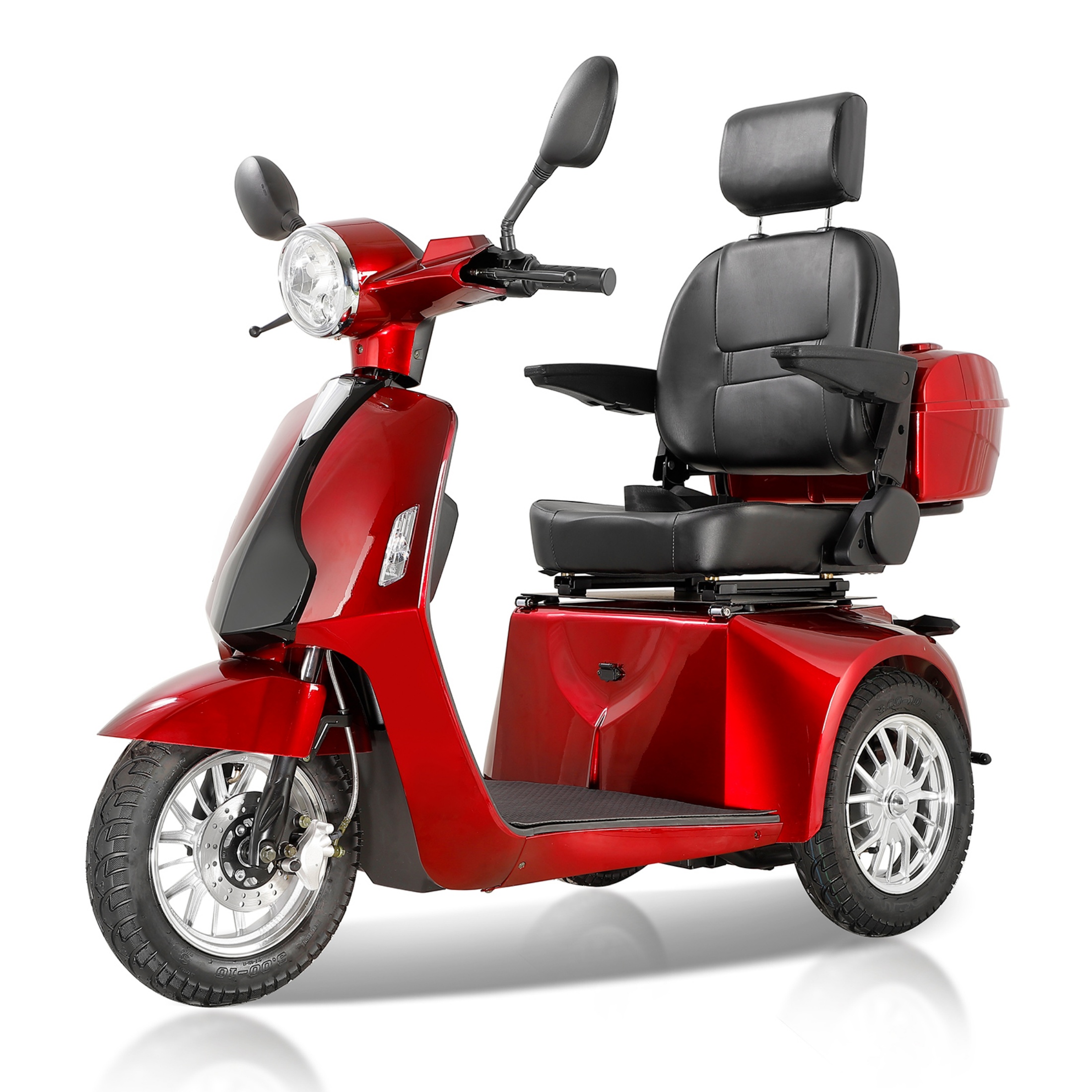QEEKA Heavy-Duty 3 Wheel Mobility Scooters for Adults & Seniors,800W,Weight Capacity of 330lbs,3-Speed All Terrain Mobility Scooter with Adjustable Seat Backrest & Height,Red