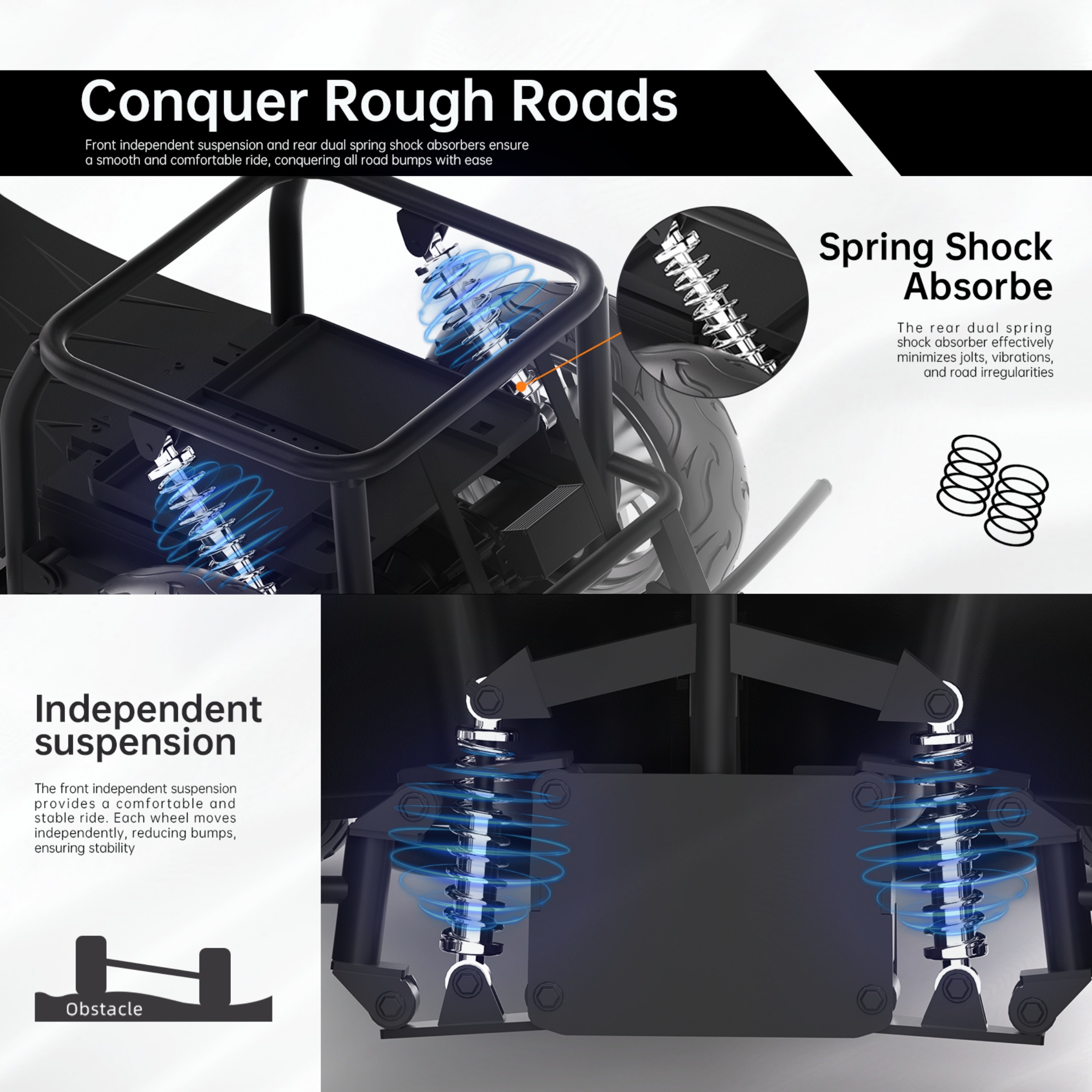 QEEKA All Terrain Mobility Scooters,800W Heavy Duty Mobility Scooters for Seniors,500 lbs Capacity 4 Wheel Scooter for Adults Handicap Scooters for Adults
