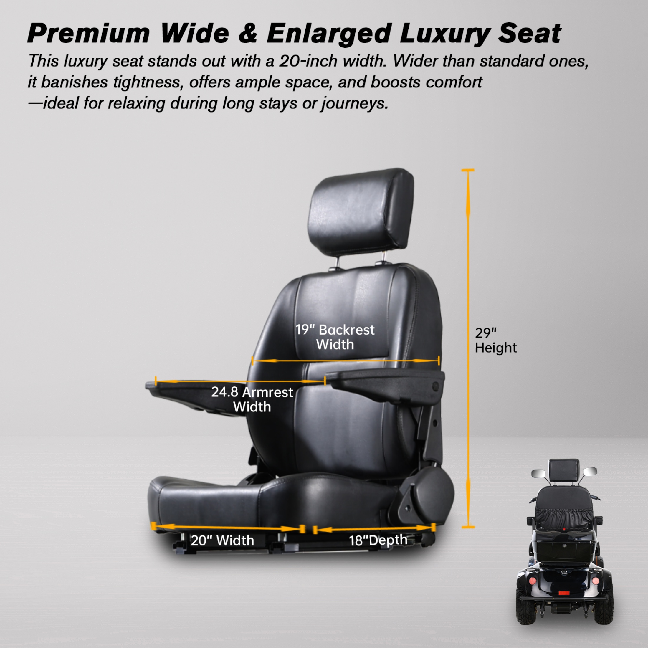 Xlluproid 4-Wheel Mobility Scooter for Adults & Seniors,600lbs Capacity, 3-Speed Electric Powered Mobility Scooter,1000W All Terrain Long Range Adjustable Seat Rear Lockbox,Black