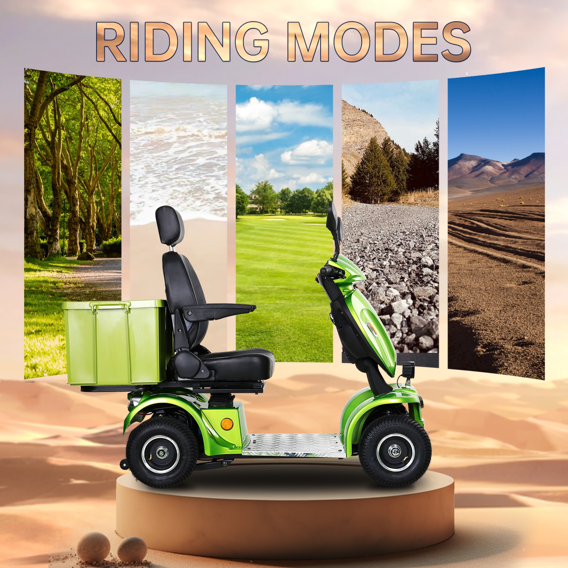 QEEKA Heavy Duty Electric Mobility Scooter,1000W 4-Wheel All Terrain Powered Scooter for Seniors & Adults，Green
