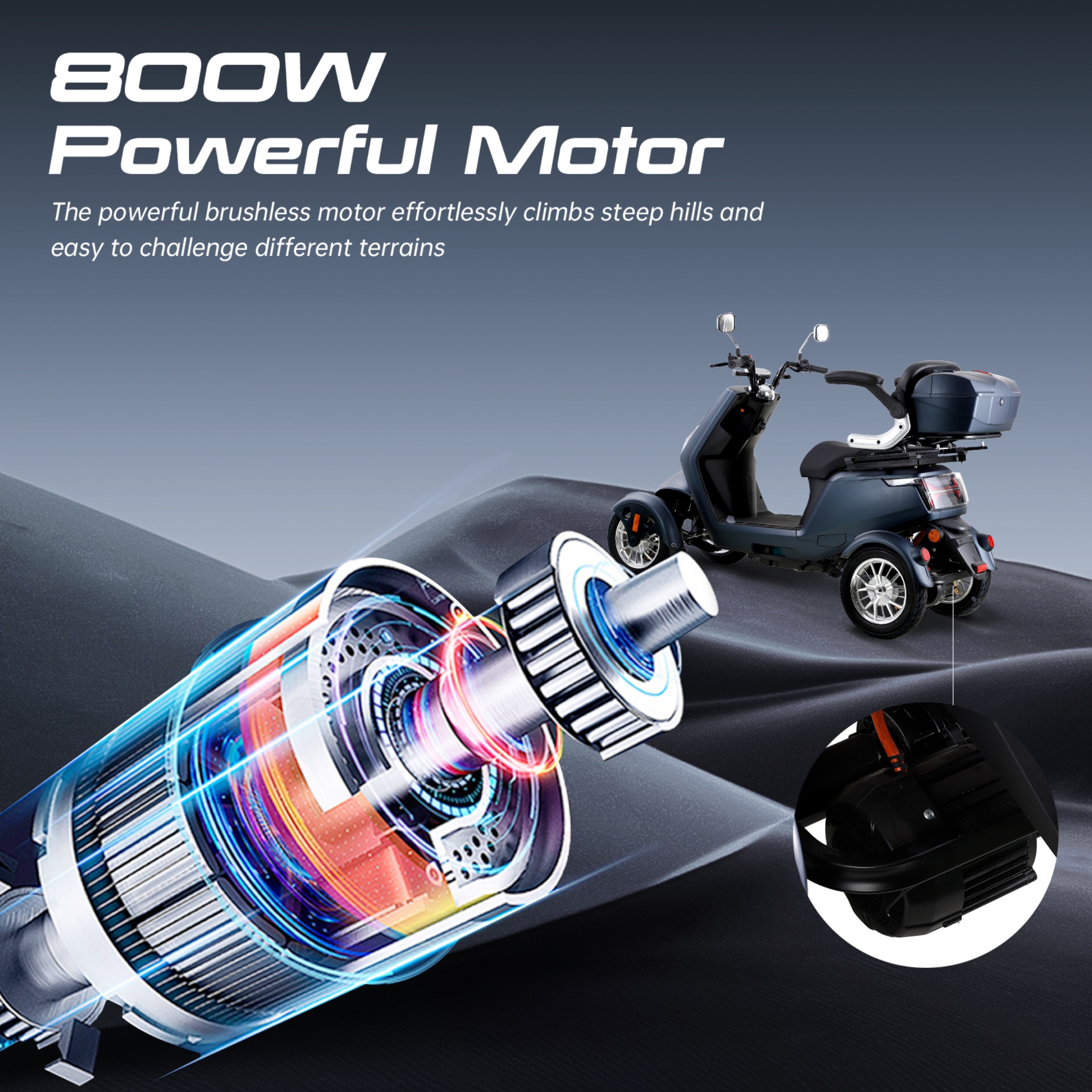 QEEKA Heavy-Duty 4 Wheel,500 Lbs Capacity,3 Speed Control with 35-40 mile Long Range Battery for Seniors & Adults Travel,20°Max Climbing,Remote Key