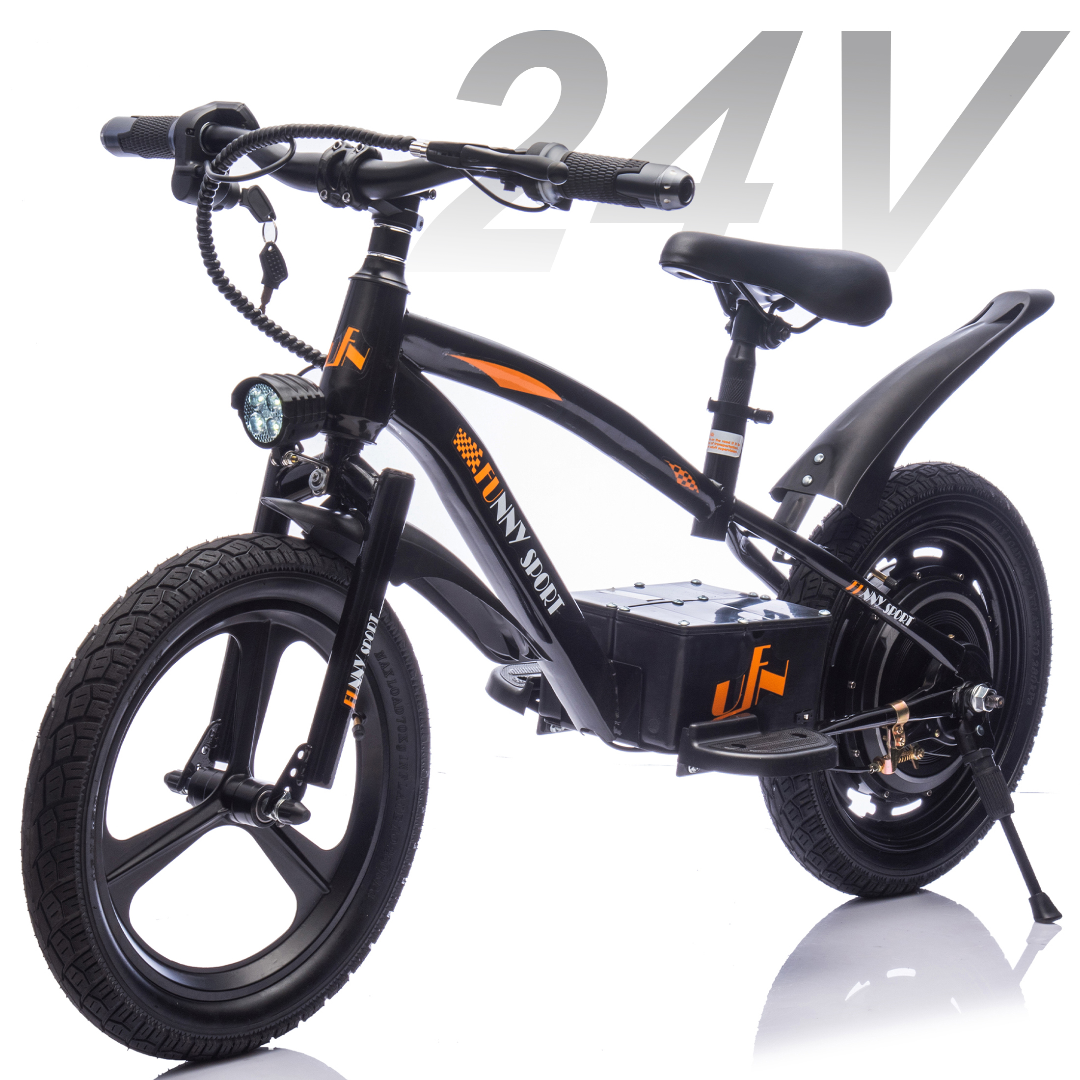 QEEKA 24V Kids Electric Dirt Bike,Ride on Mini Bike,300W Super Power Motor,Up to 12.43 MPH,16" Wheels,Adjustable Seat Height,Bright Headlight,Hand-Operated Brakes for Ages 5-12