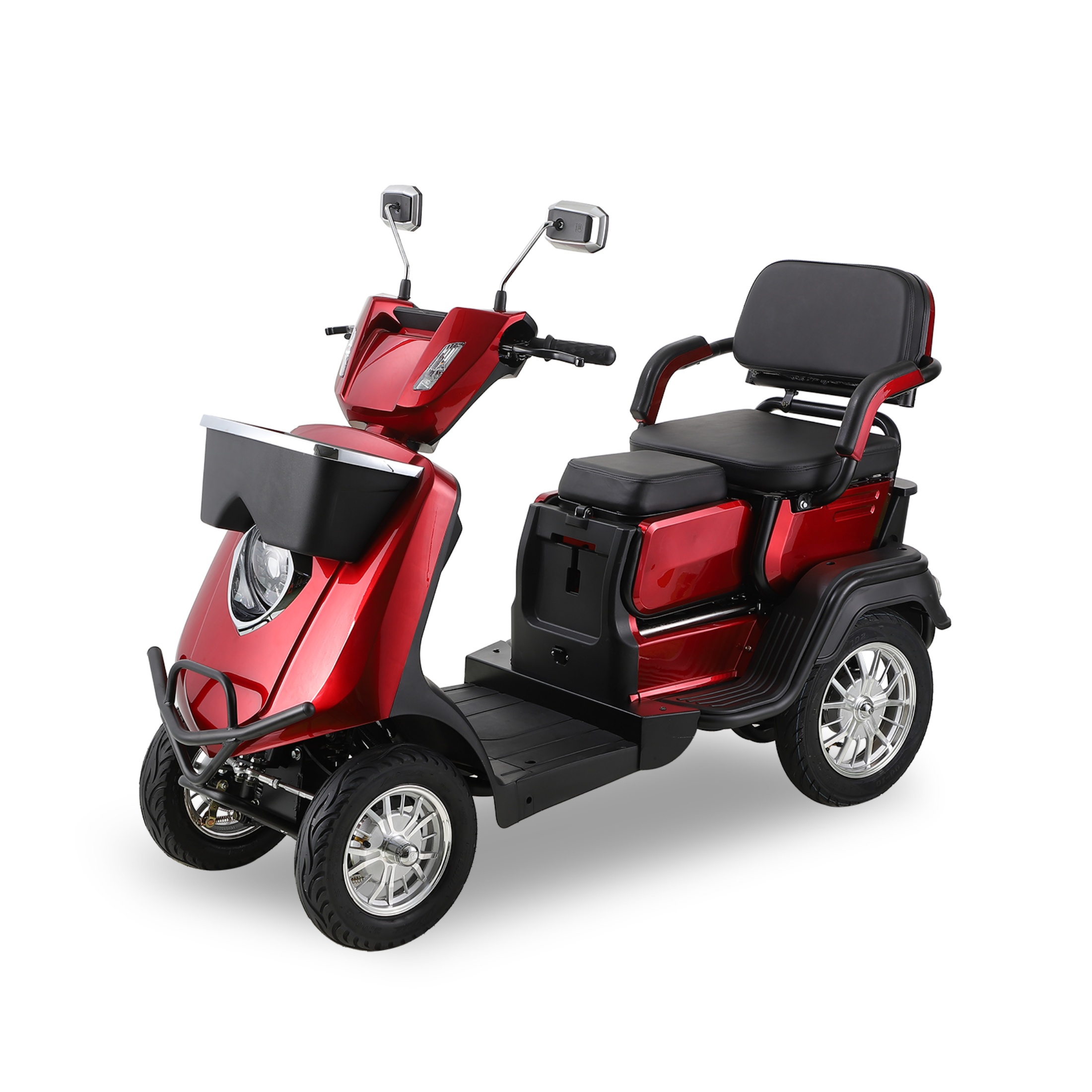Xlluproid 2-Seater 4-Wheel Mobility Scooter,1000W,500LBS Capacity,Anti-Theft Remote,Adjustable Seat,Storage Box,Brake Lights,Red
