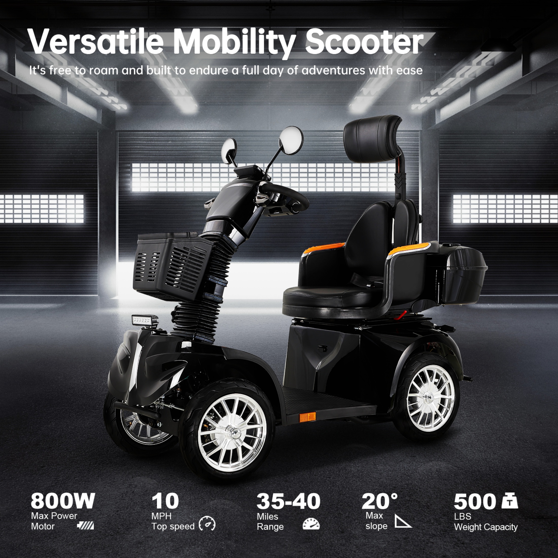 QEEKA All Terrain Mobility Scooters,800W Heavy Duty Mobility Scooters for Seniors,500 lbs Capacity 4 Wheel Scooter for Adults Handicap Scooters for Adults