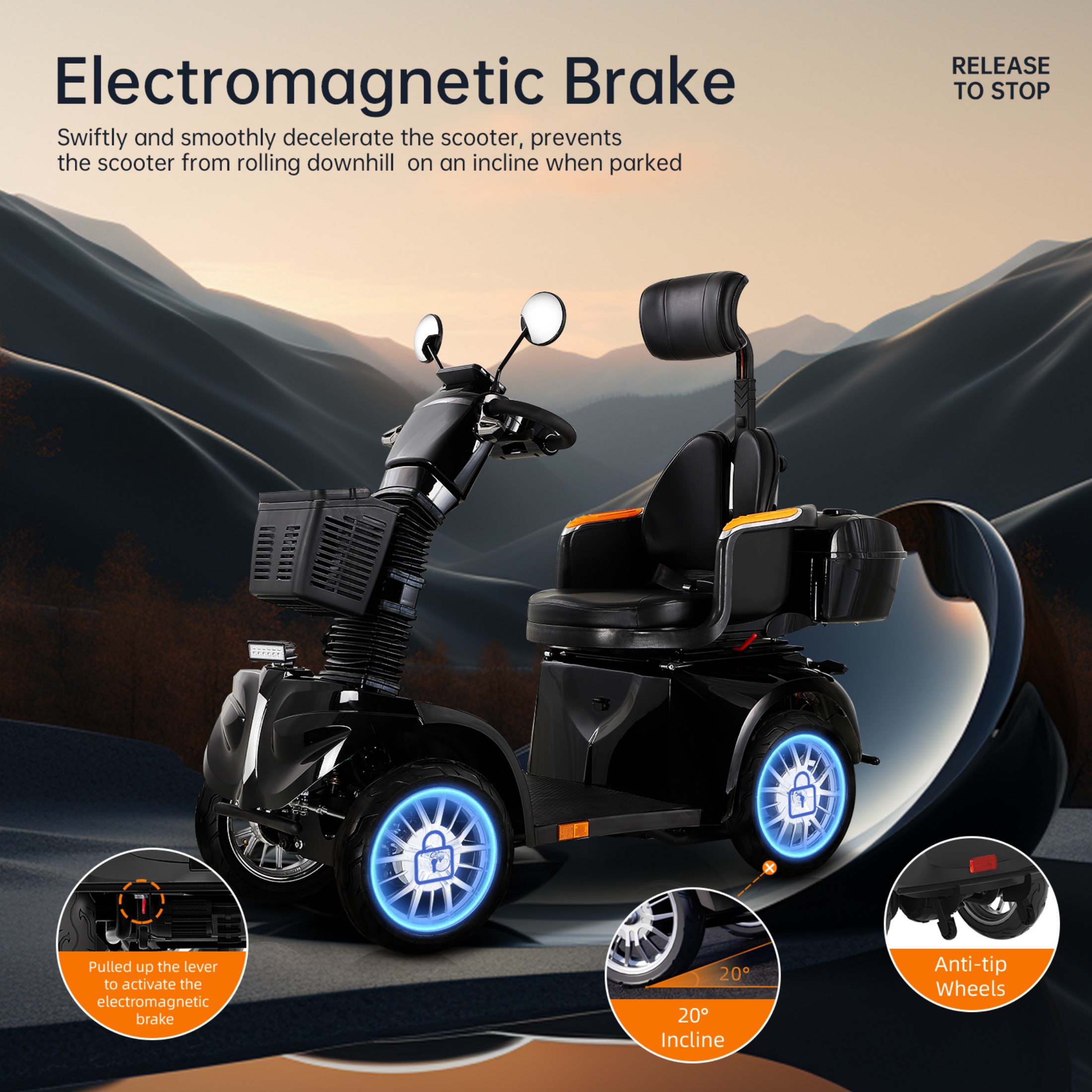 QEEKA All Terrain Mobility Scooters,800W Heavy Duty Mobility Scooters for Seniors,500 lbs Capacity 4 Wheel Scooter for Adults Handicap Scooters for Adults