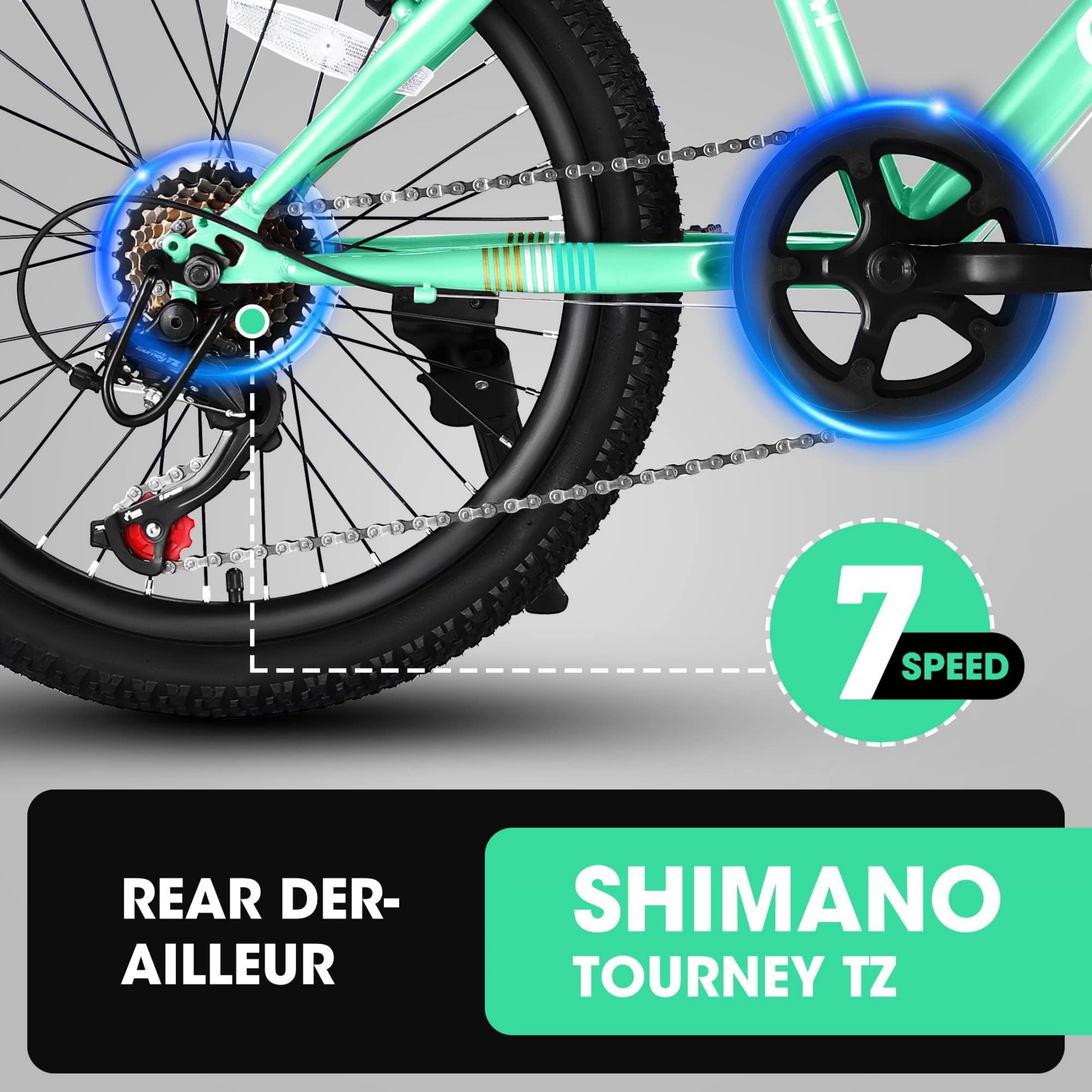 Xlluproid 20" Mountain Bike,7 Speed Teenager Children Kids' Bicycles,Front Suspension Disc Brake Rear V-Brake,High Steel Frame for Outdoor Adventure