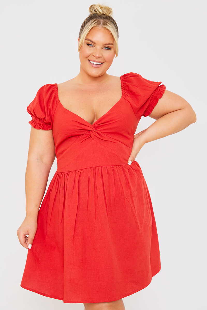 Sweetheart Twist Front Mini Dress