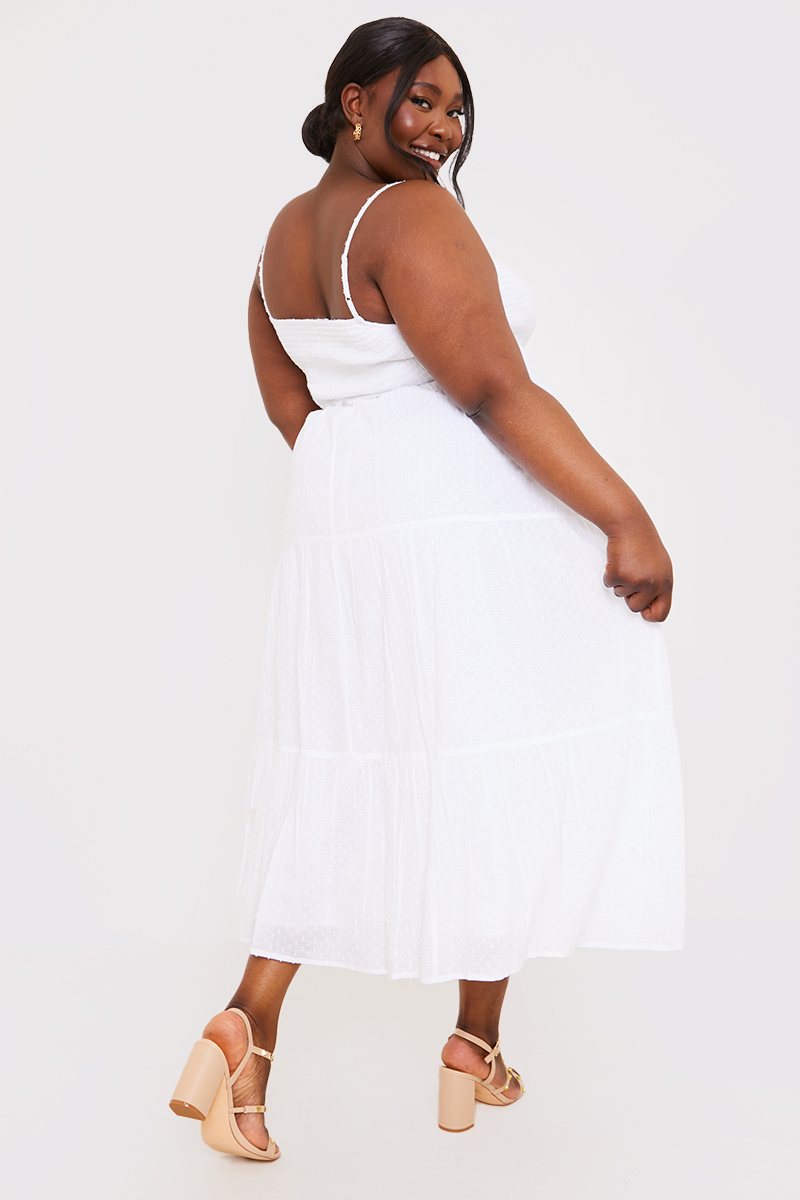 Textured Shirred Midaxi Dress