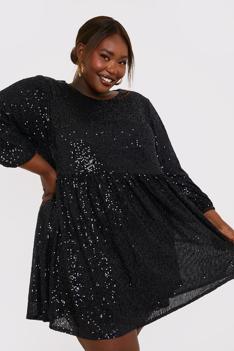 Sequin Smock Mini Dress
