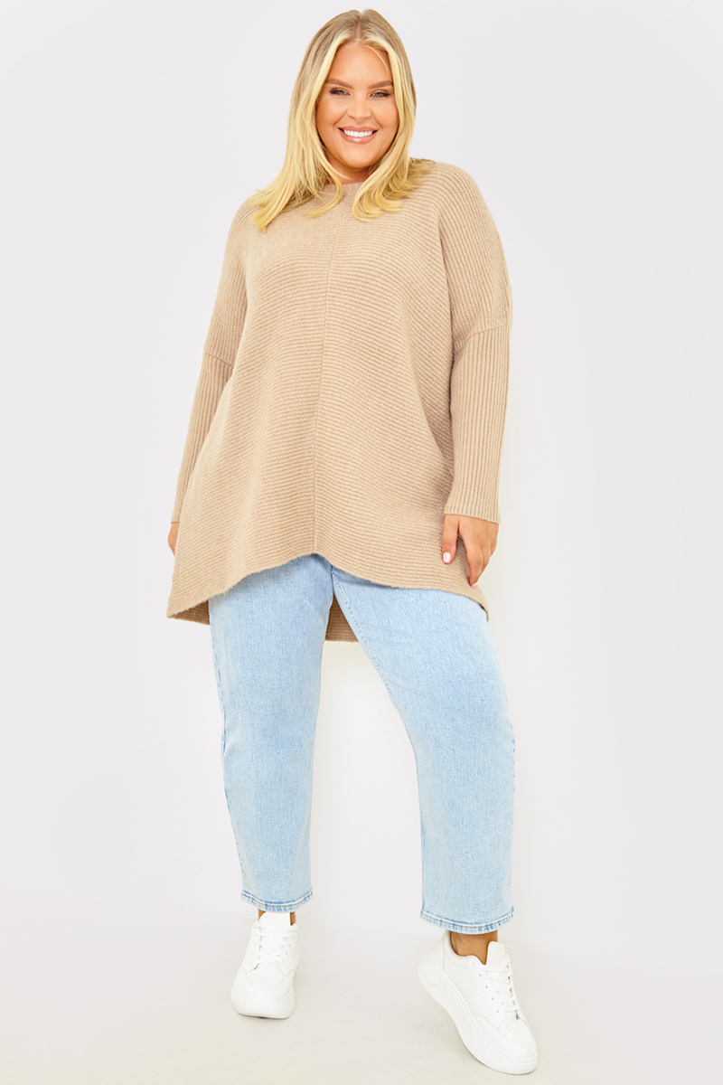 Interest Rib High Neck Knitted Jumper