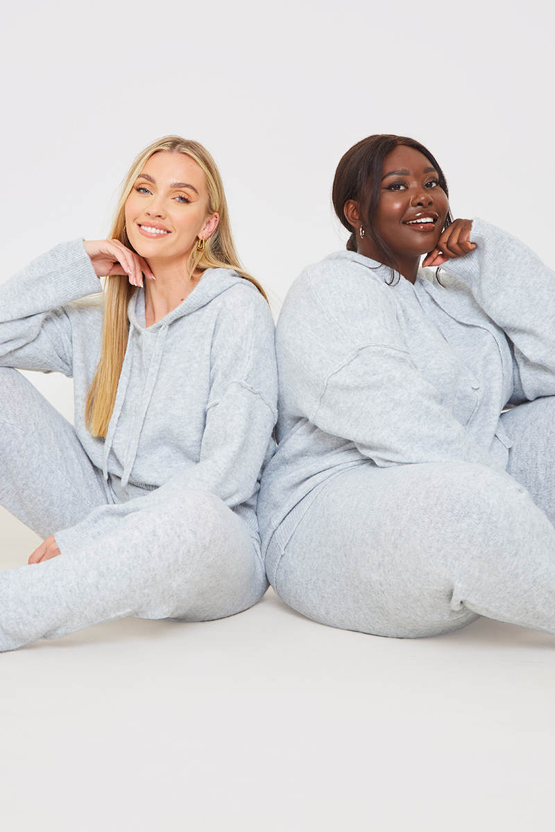 Recycled Knitted Seam Front Co Ord Hoodie