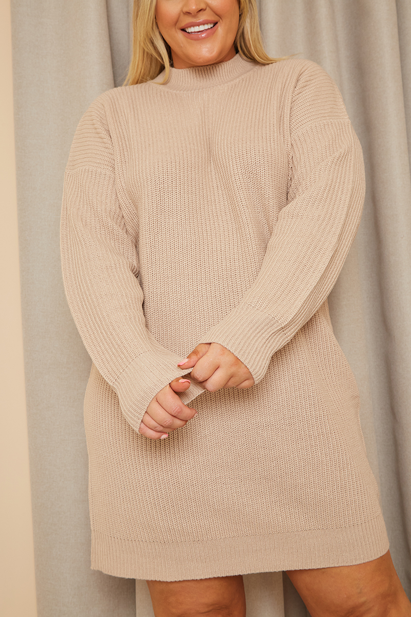 High Neck Knitted Jumper Dress