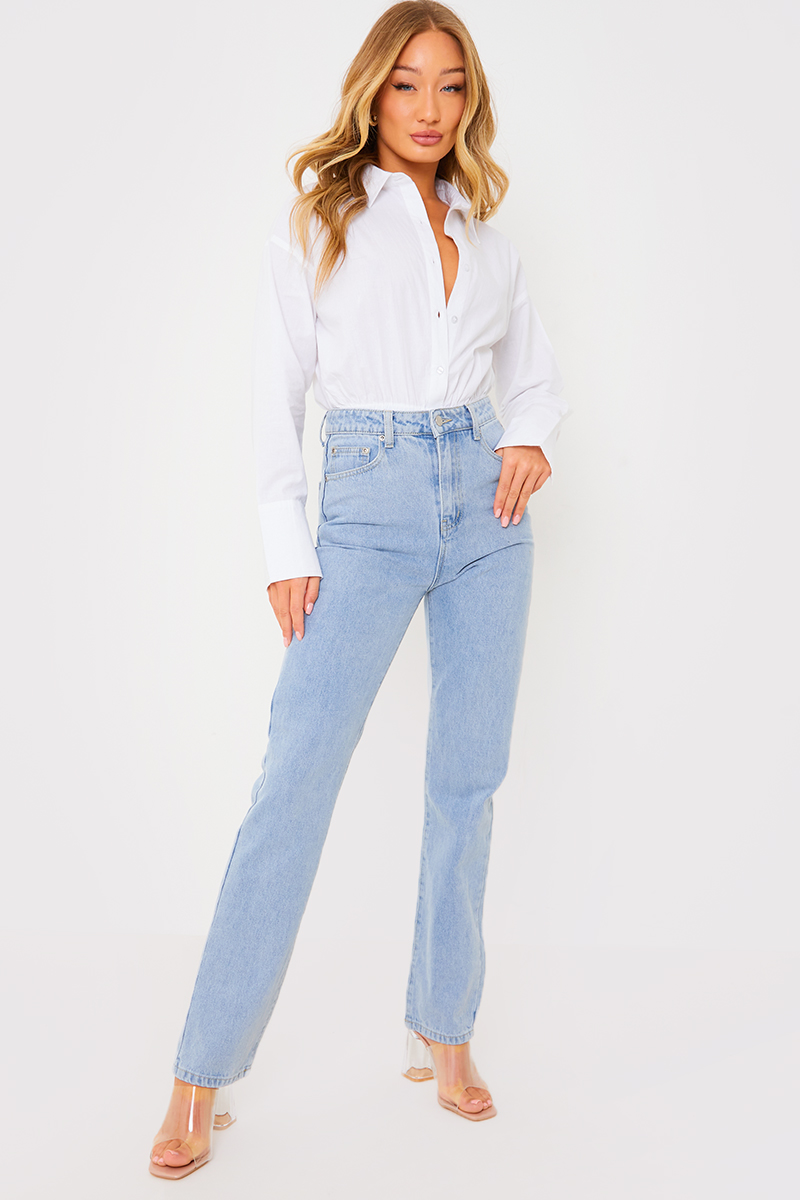 Light Wash Straight Leg Jeans