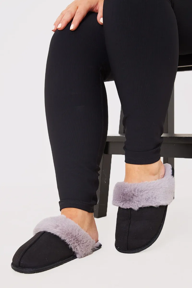 Faux Fur Trim Slipper
