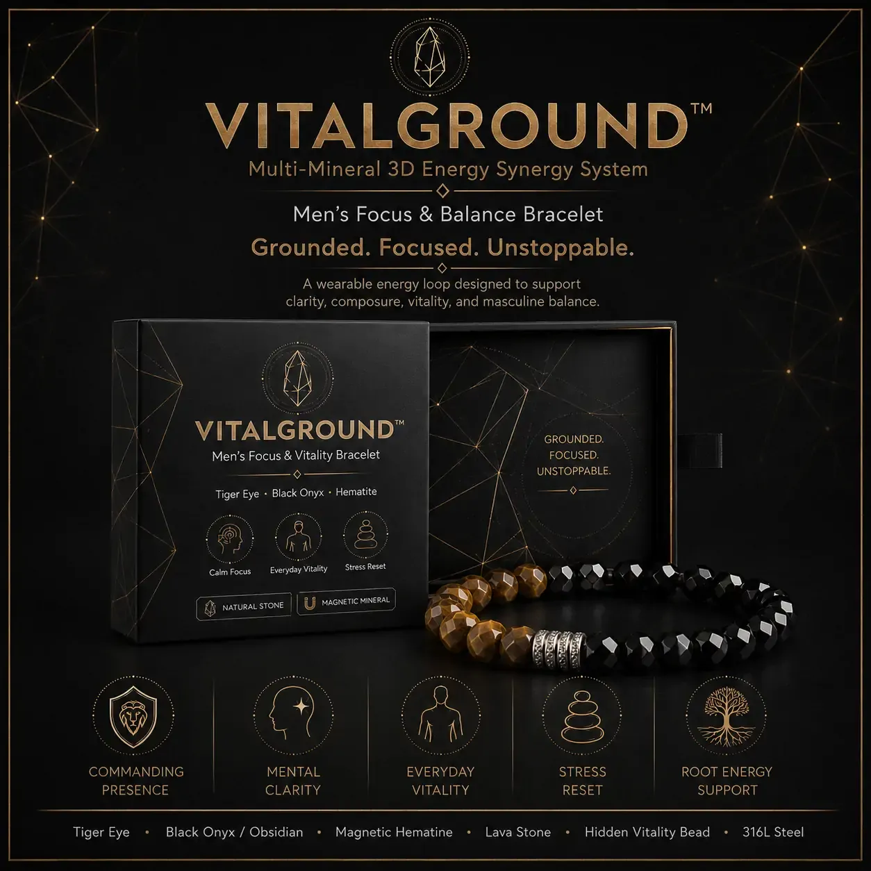 VITALGROUND™ Men’s Focus & Balance Bracelet