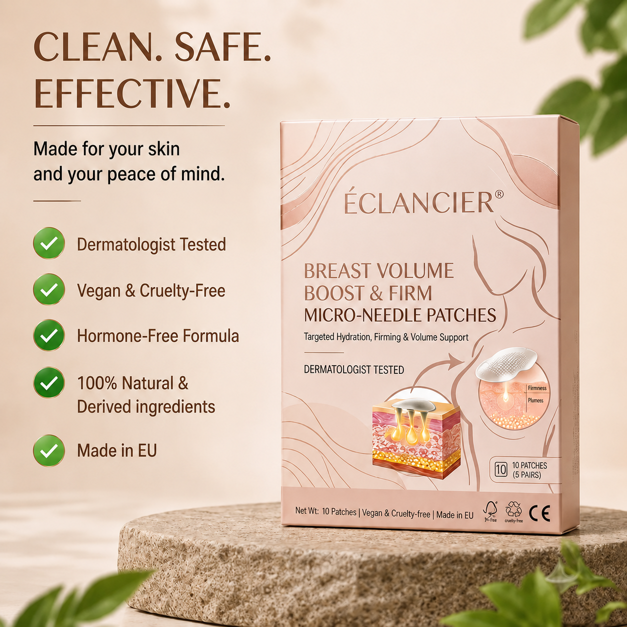 ÉCLANCIER® Targeted Breast Enhancement Advanced Nano Microneedle Patch