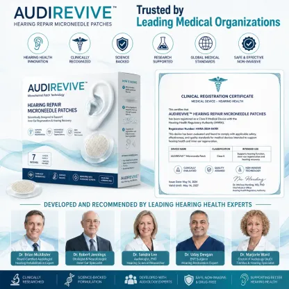AUDIREVIVE™ HEARING REPAIR MICRONEEDLE PATCHES ✅ Targets Hearing Loss, Tinnitus, Ear Infections, Balance Disorders, and Age-Related Ear Degeneration.