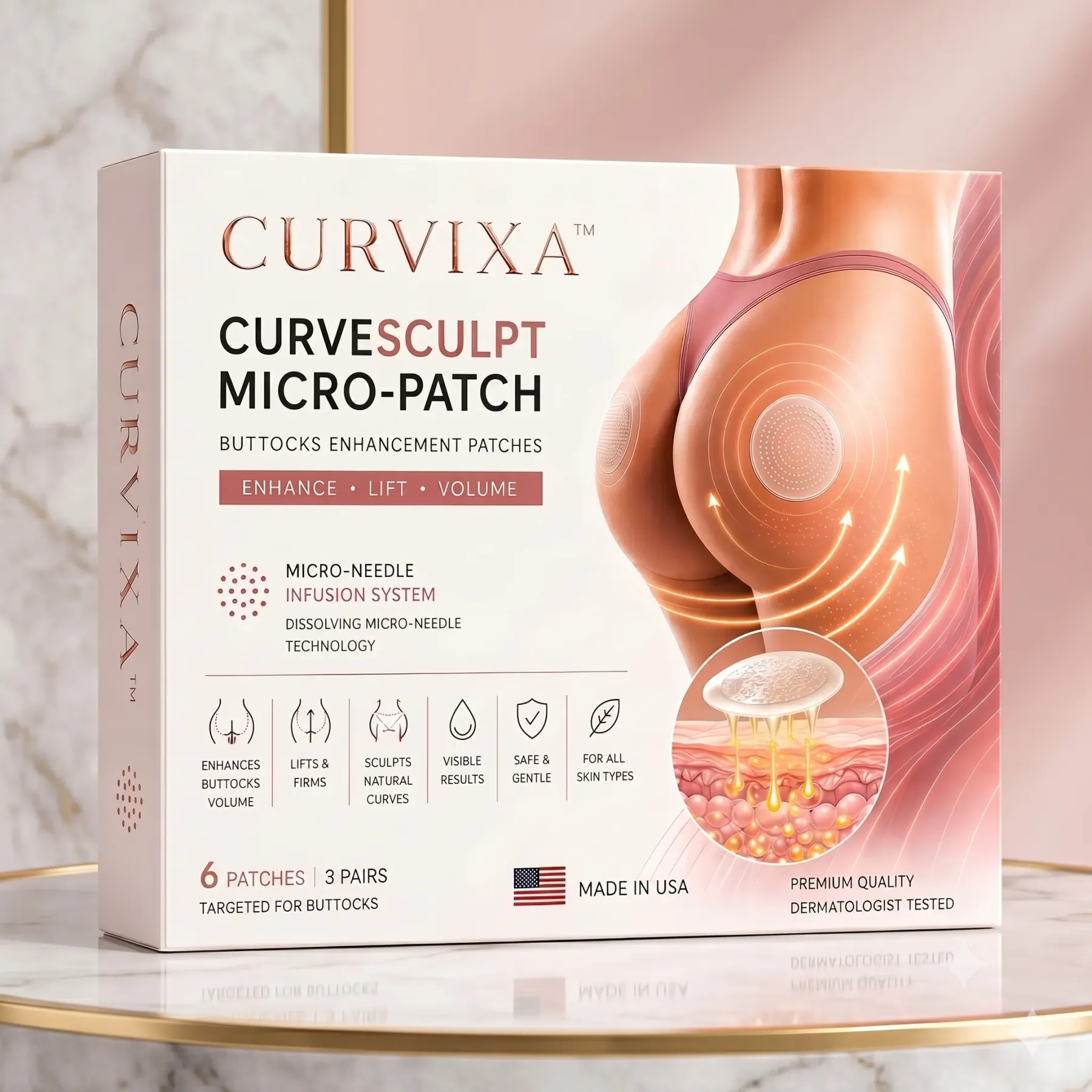 Curvixa™ PRO CurveSculpt Micro-Patch ✦ Sculpt • Firm • Smooth Lower Body Curves ✦ Micro-Needle Infusion System