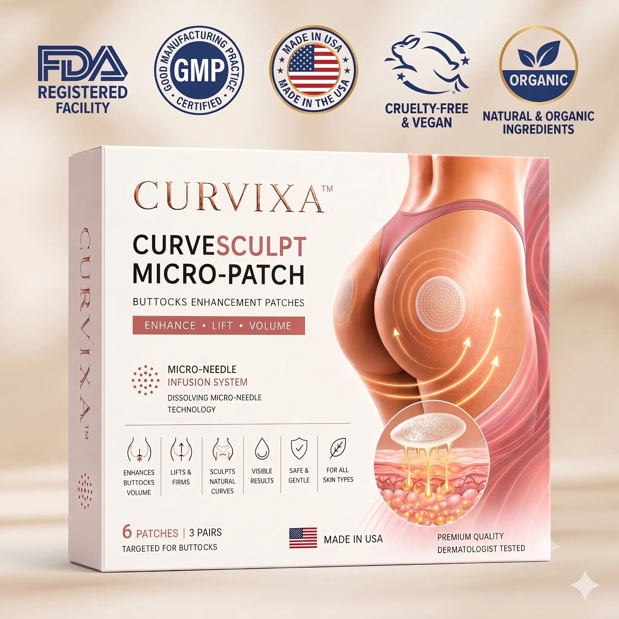 Curvixa™ PRO CurveSculpt Micro-Patch ✦ Sculpt • Firm • Smooth Lower Body Curves ✦ Micro-Needle Infusion System