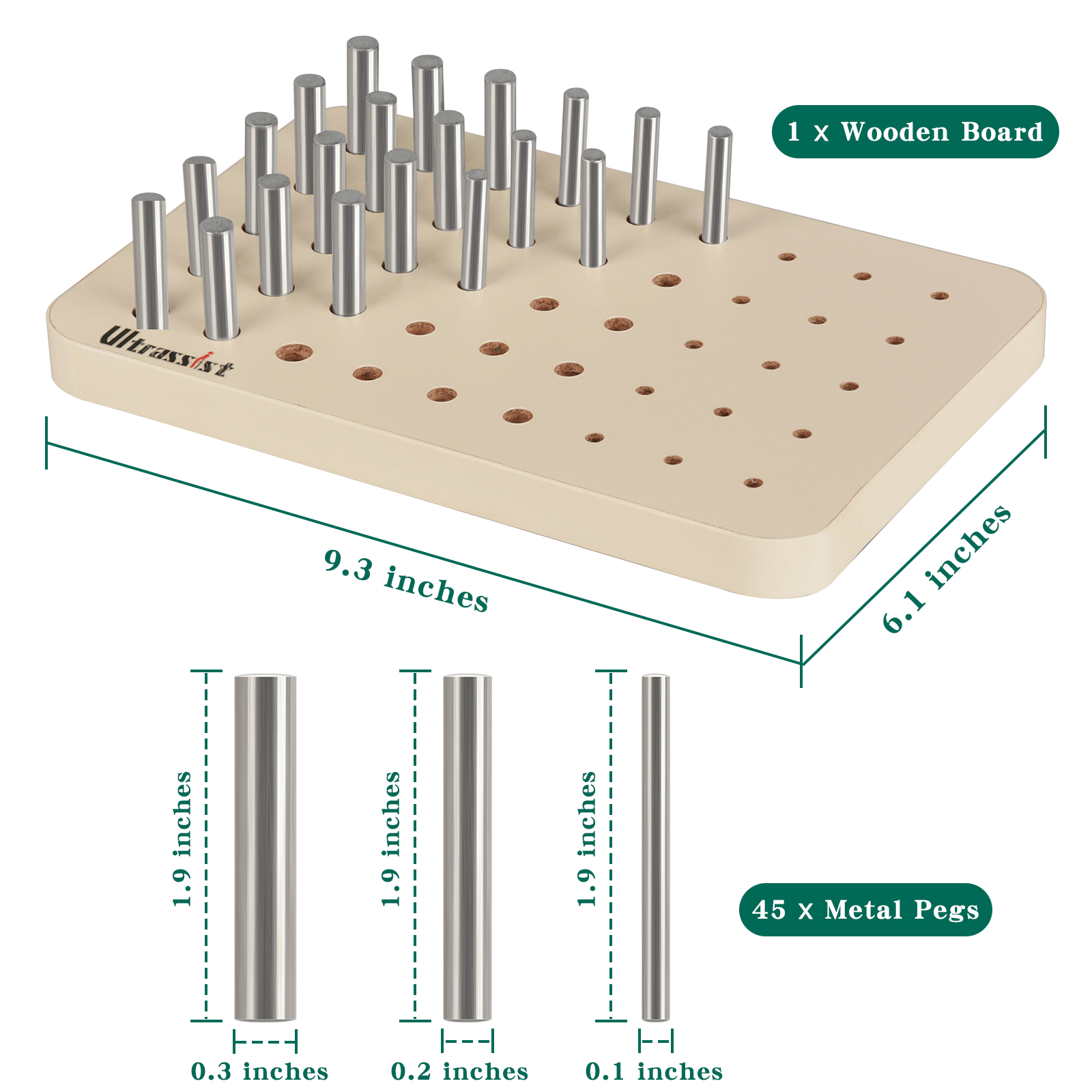 45-Hole Wooden Pegboard for Progressive Hand Therapy Training