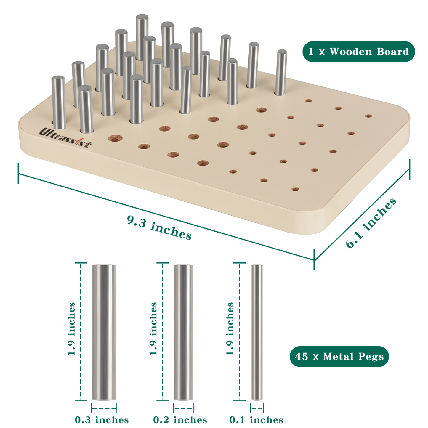 45-Hole Wooden Pegboard for Progressive Hand Therapy Training