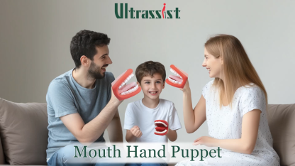 Large Mouth Hand Puppet with Tongue for Kids Speech Therapy, Red