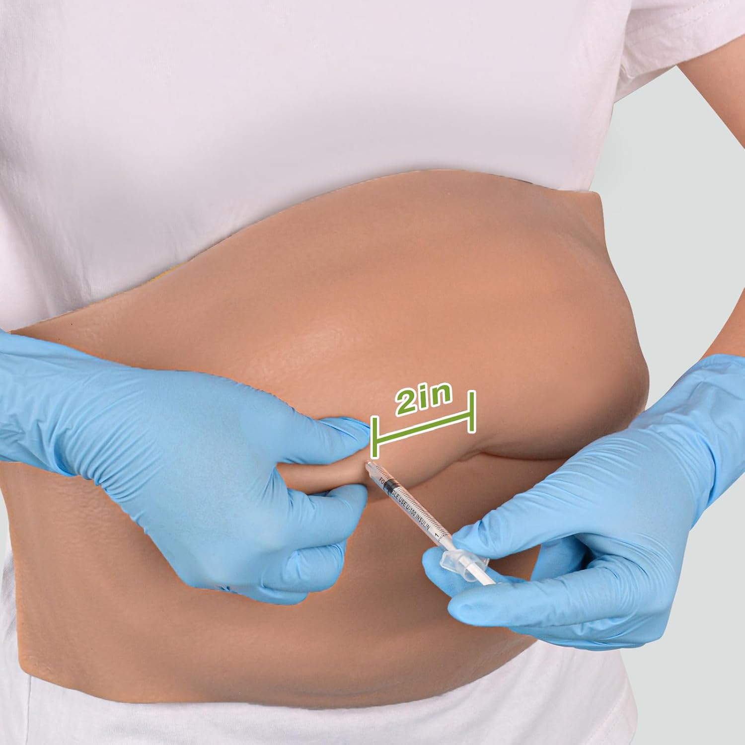 Advanced Abdominal Injection Belly Simulator with Skin-Fold, 3 Skin Tones
