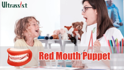 Medium Mouth Hand Puppet with Tongue for Kids Speech Therapy, Red