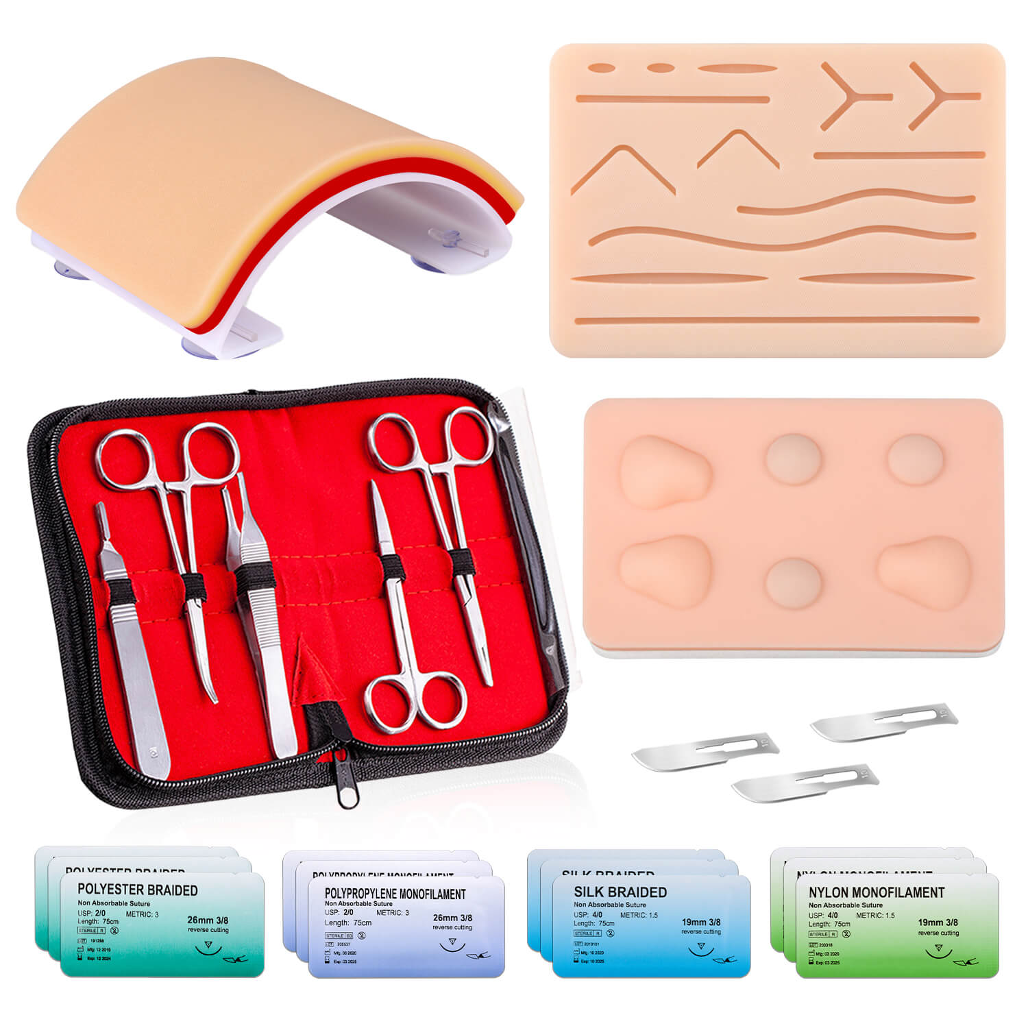 Ultrassit Advanced Suturing Practice Kit with 3 Training Pads & Tools