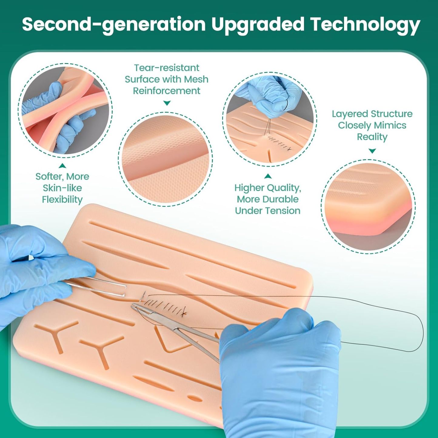 Ultrassit Advanced Suturing Practice Kit with 3 Training Pads & Tools