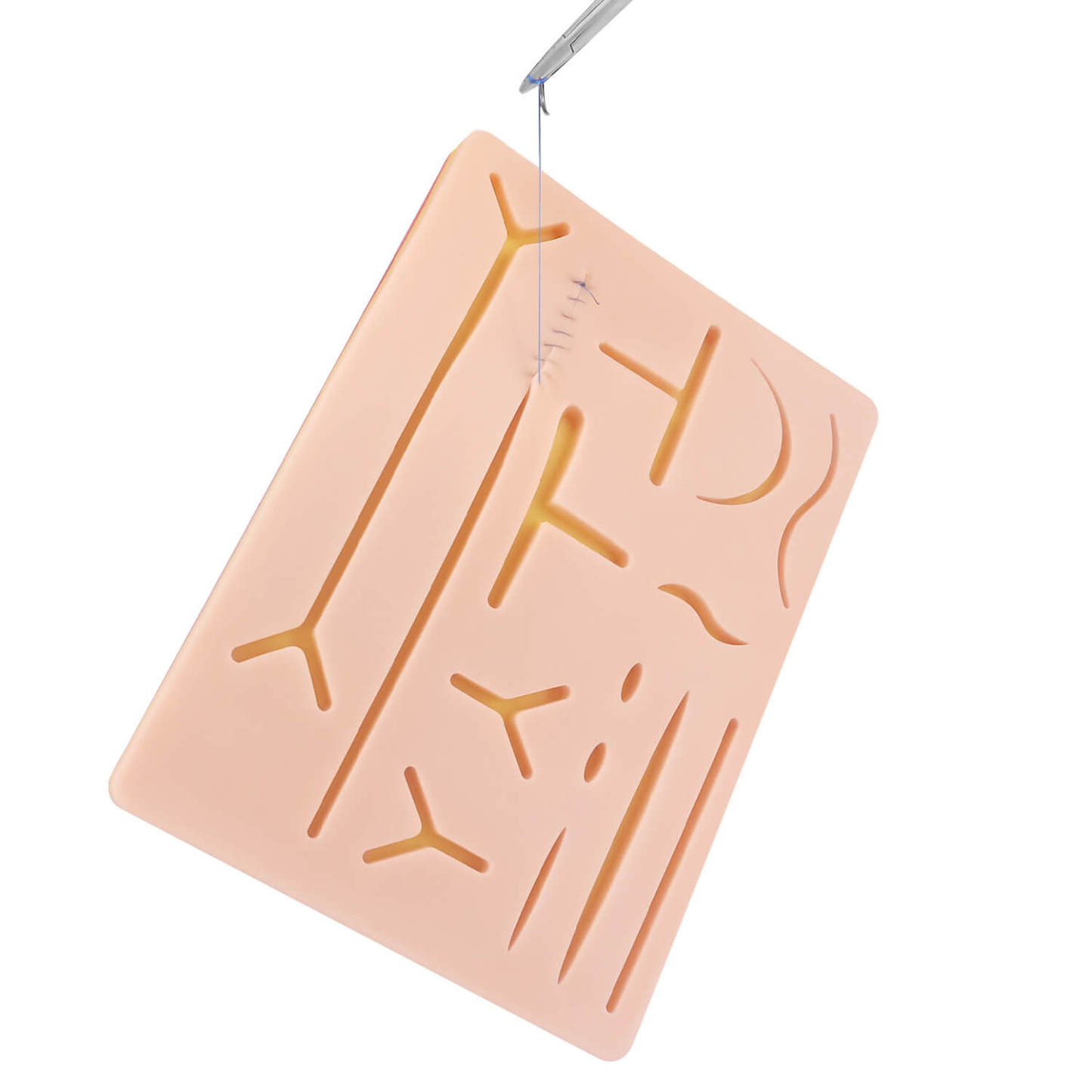 Suture Kit for Beginners – Silicone Stitching Pad with Embedded Mesh, Suture Tools, Threads & Needles (Education Use Only)