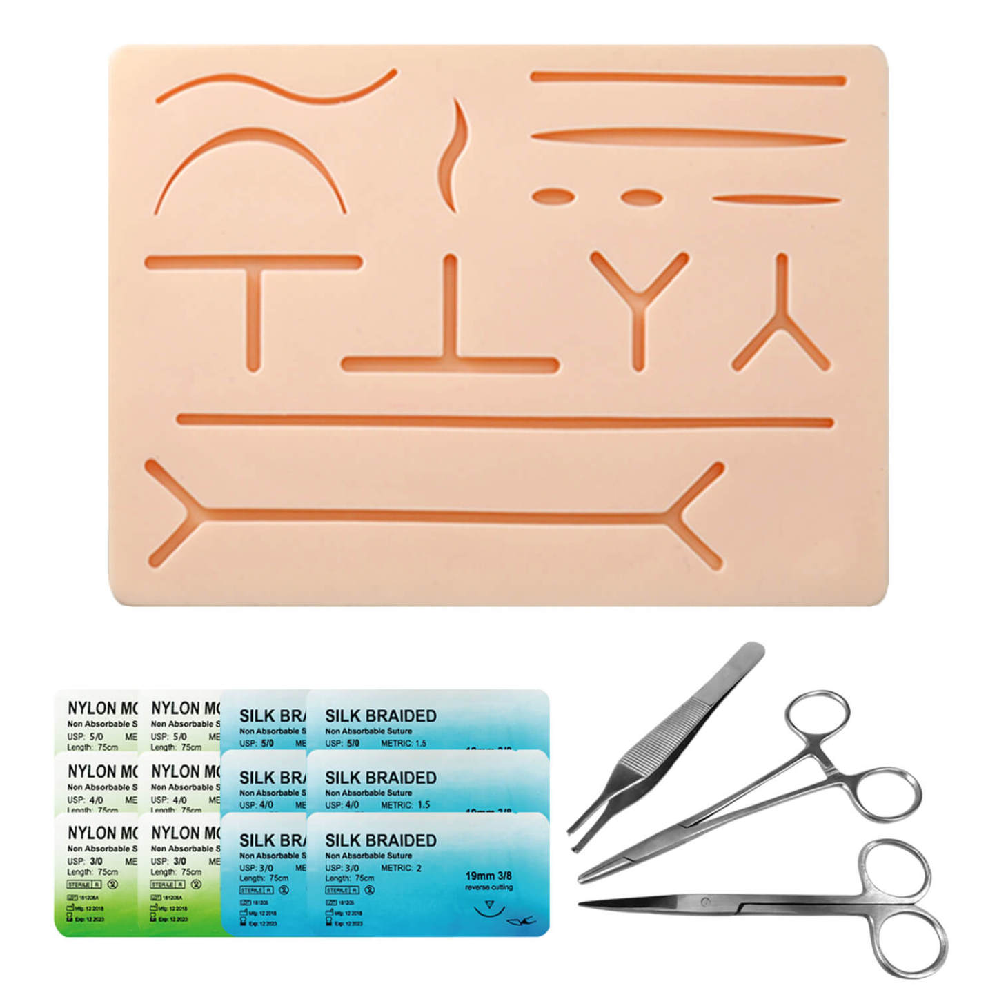 Suture Kit for Beginners – Silicone Stitching Pad with Embedded Mesh