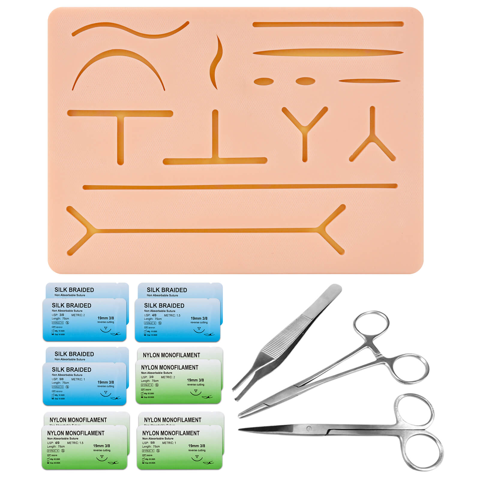 Ultrassist Beginner Suture Kit with Silicone Stitching Pad for Medical & Vet Students
