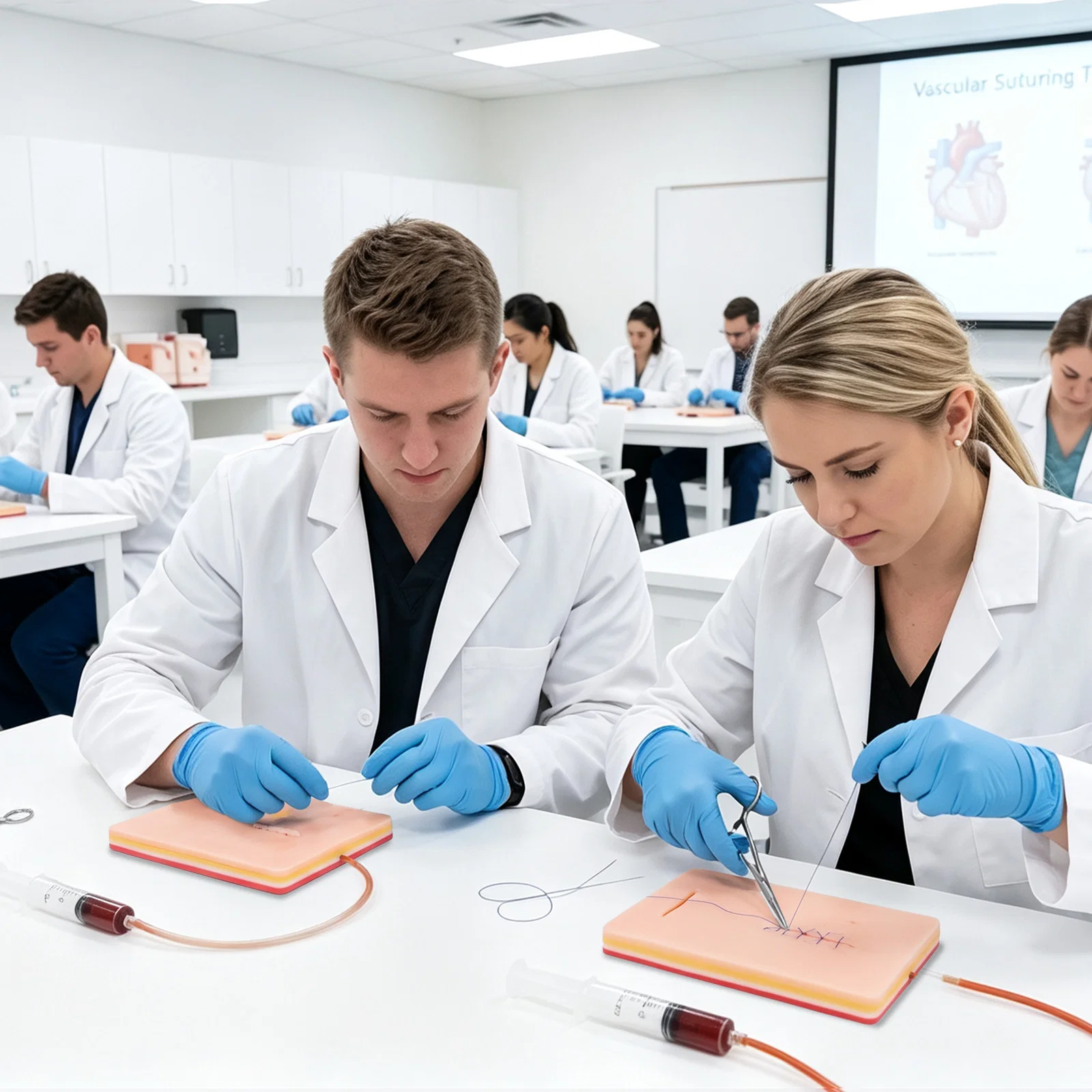 Bleeding Suture Training Pad with Embedded Blood Vessels