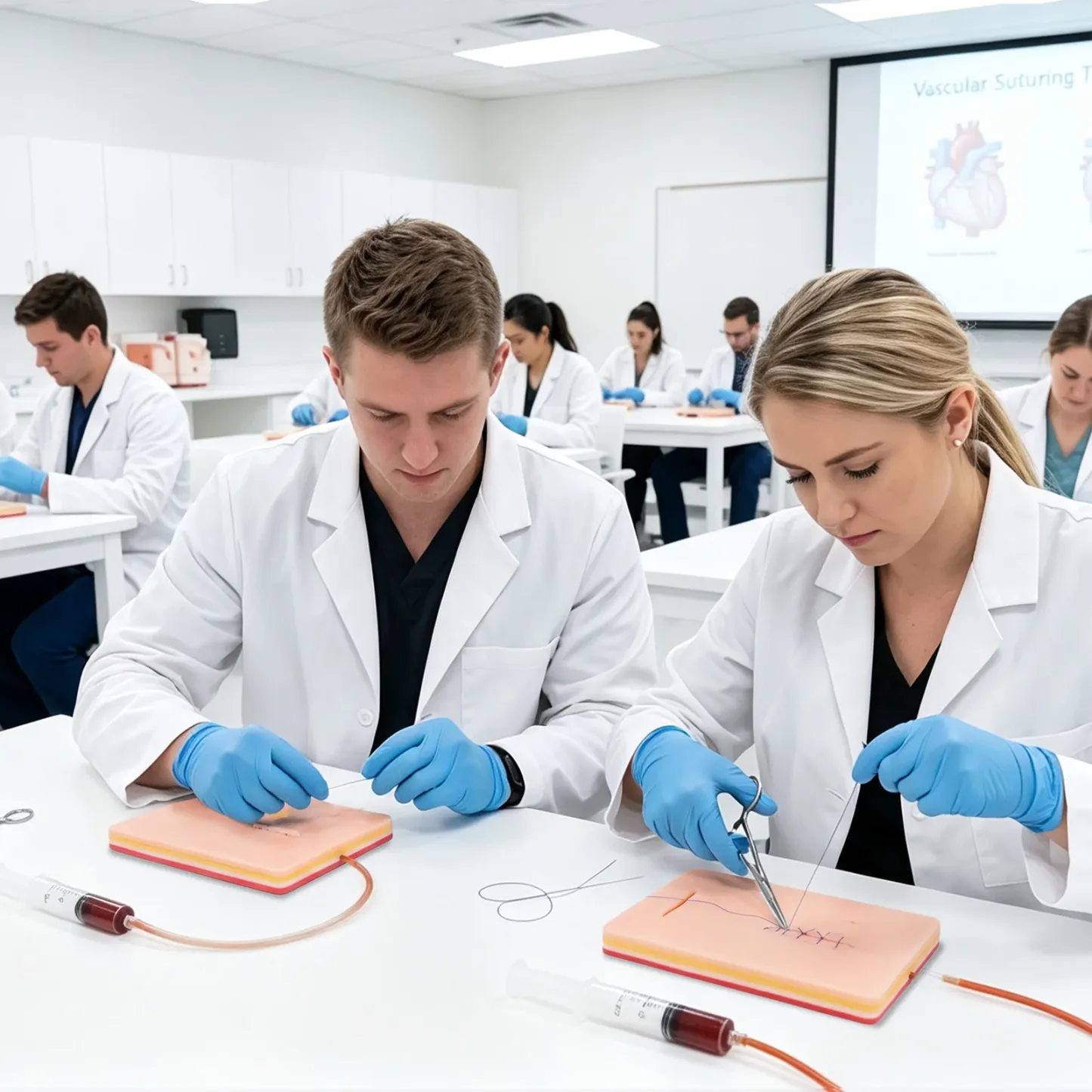 Bleeding Suture Training Pad with Embedded Blood Vessels