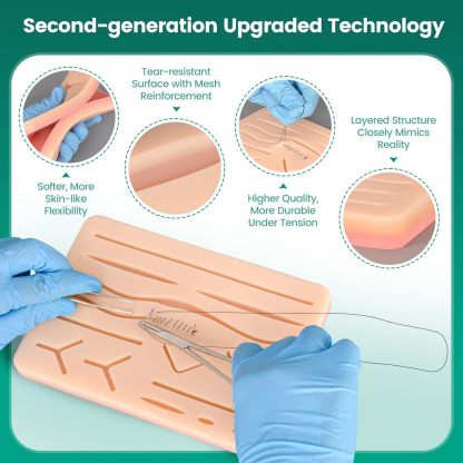 Training Practice Kit with Large Silicone Pad and Pre-Cut Wounds