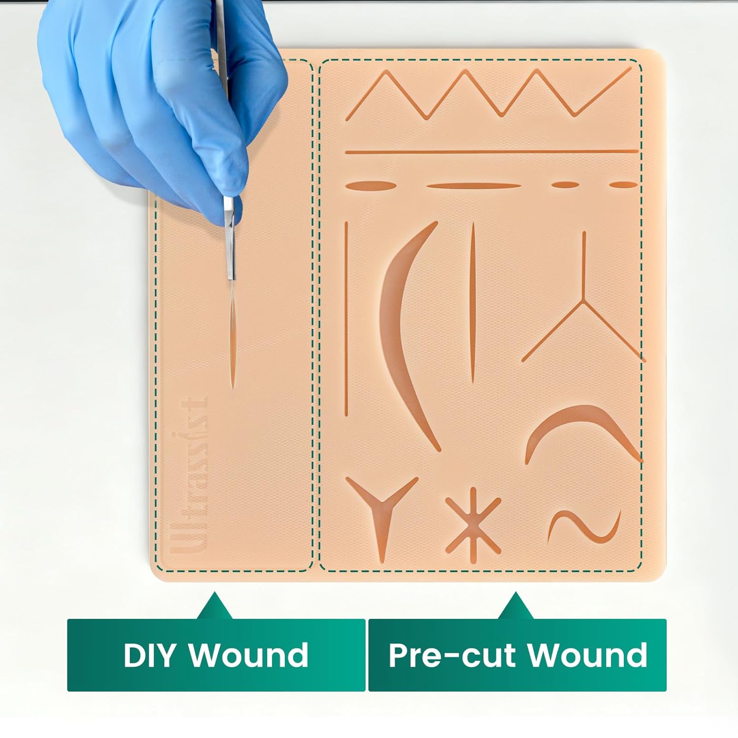 Ultrassist Complete Suture Kit (27 Pieces) for Suturing Classes, Upgraded Suture Training Pad with Pre-cut Incisions