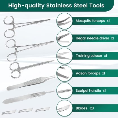 Ultrassist Complete Suture Kit (27 Pieces) for Suturing Classes, Upgraded Suture Training Pad with Pre-cut Incisions