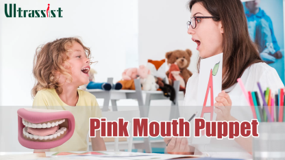Medium Mouth Hand Puppet with Tongue for Kids Speech Therapy, Pink
