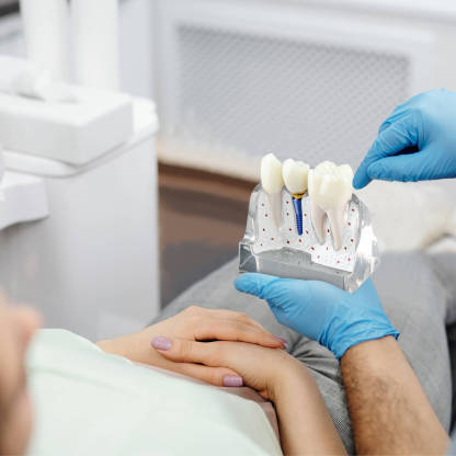 4X Transparent Dental Implant Model with Bridge & Crown