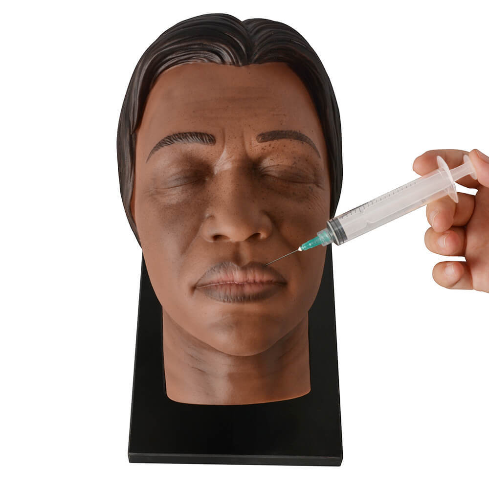 Facial Injection Training Mannequin Head with Dark Skin