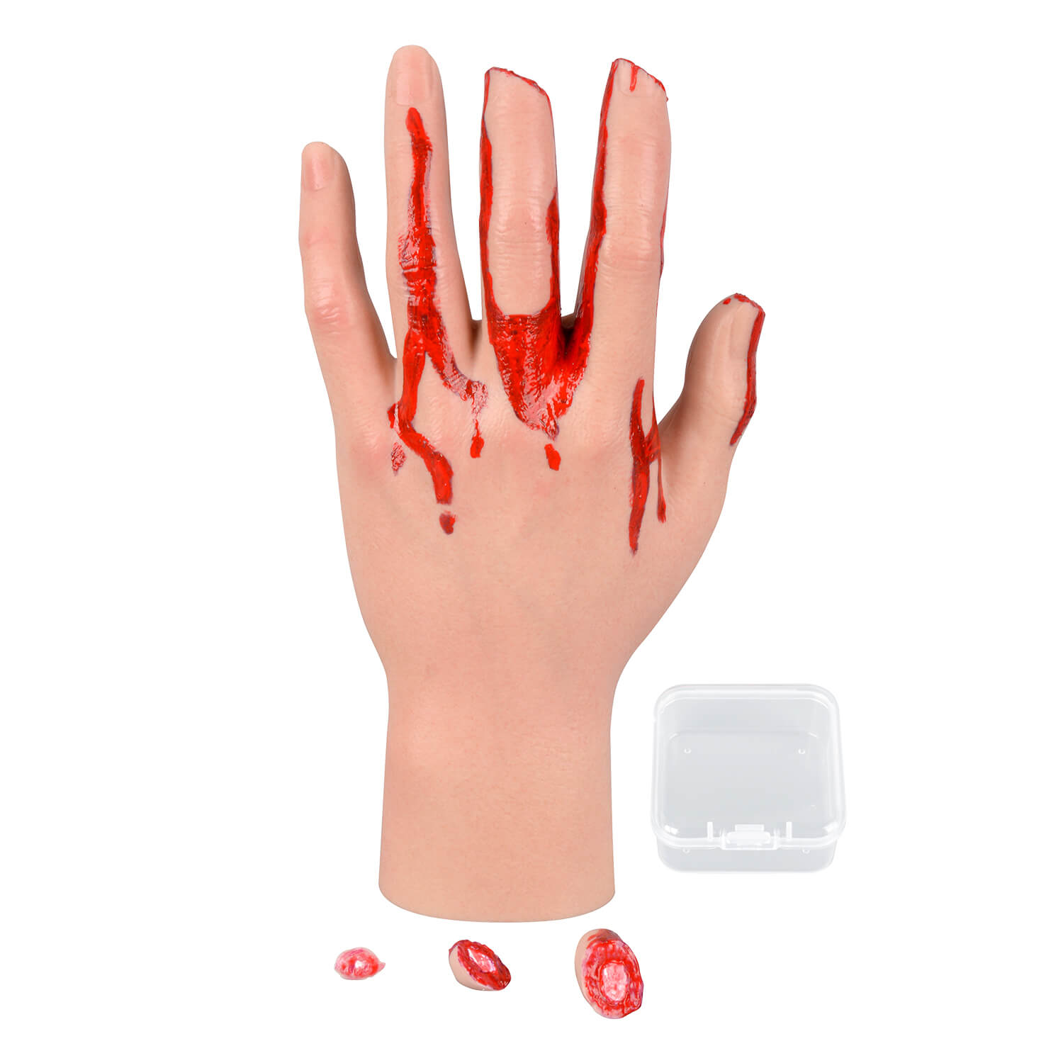 Fingertip amputation training hand for emergency care instruction