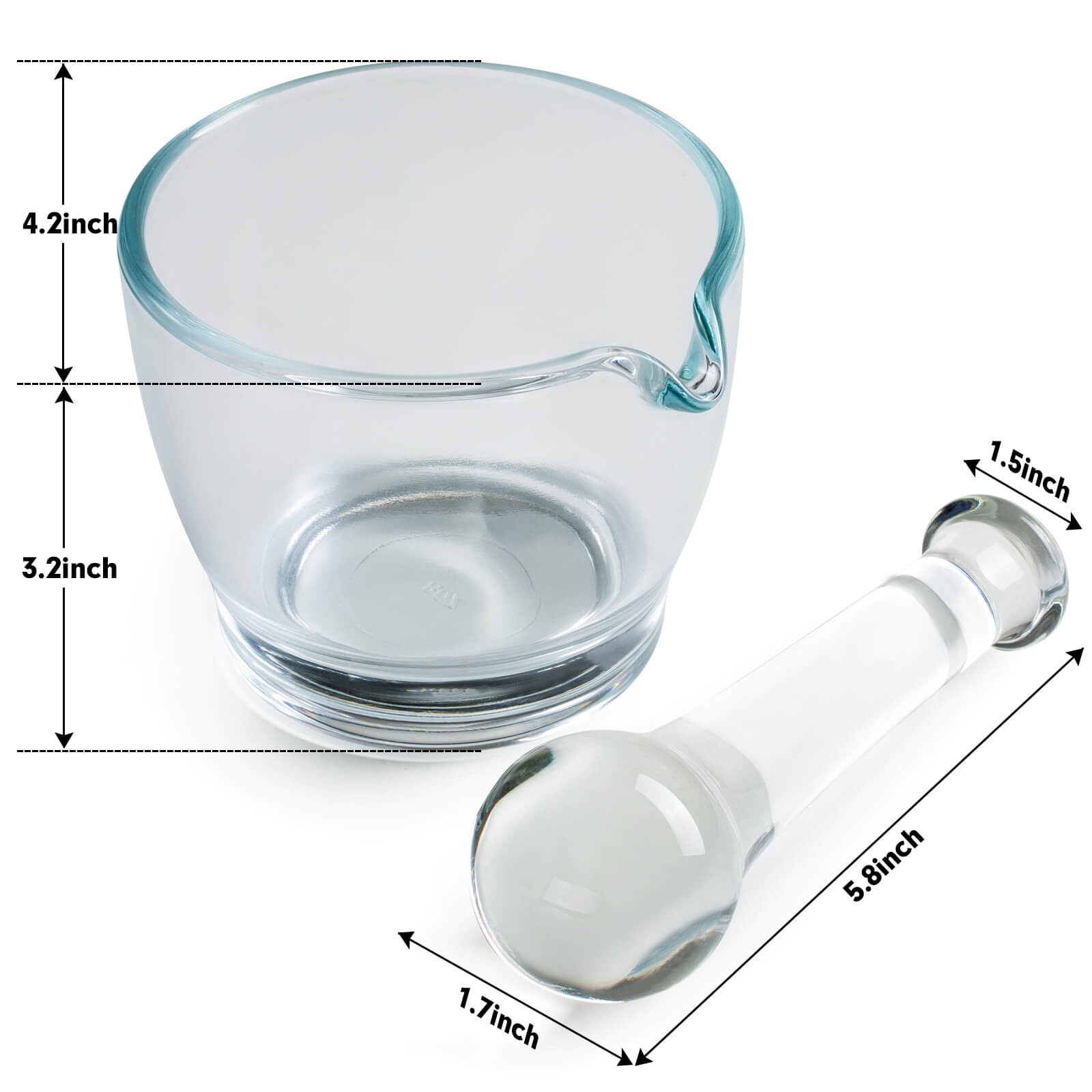 Hemobllo Glasmörser-Set Mit Stößel – 90 Mm, Hitzebeständig, Korrosionsbeständig, Für Labor, Küche & Apotheke